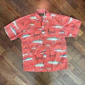 Magellan Outdoors Button Up Shirt Fishing Bass Salmon Short Sleeve Mens Medium